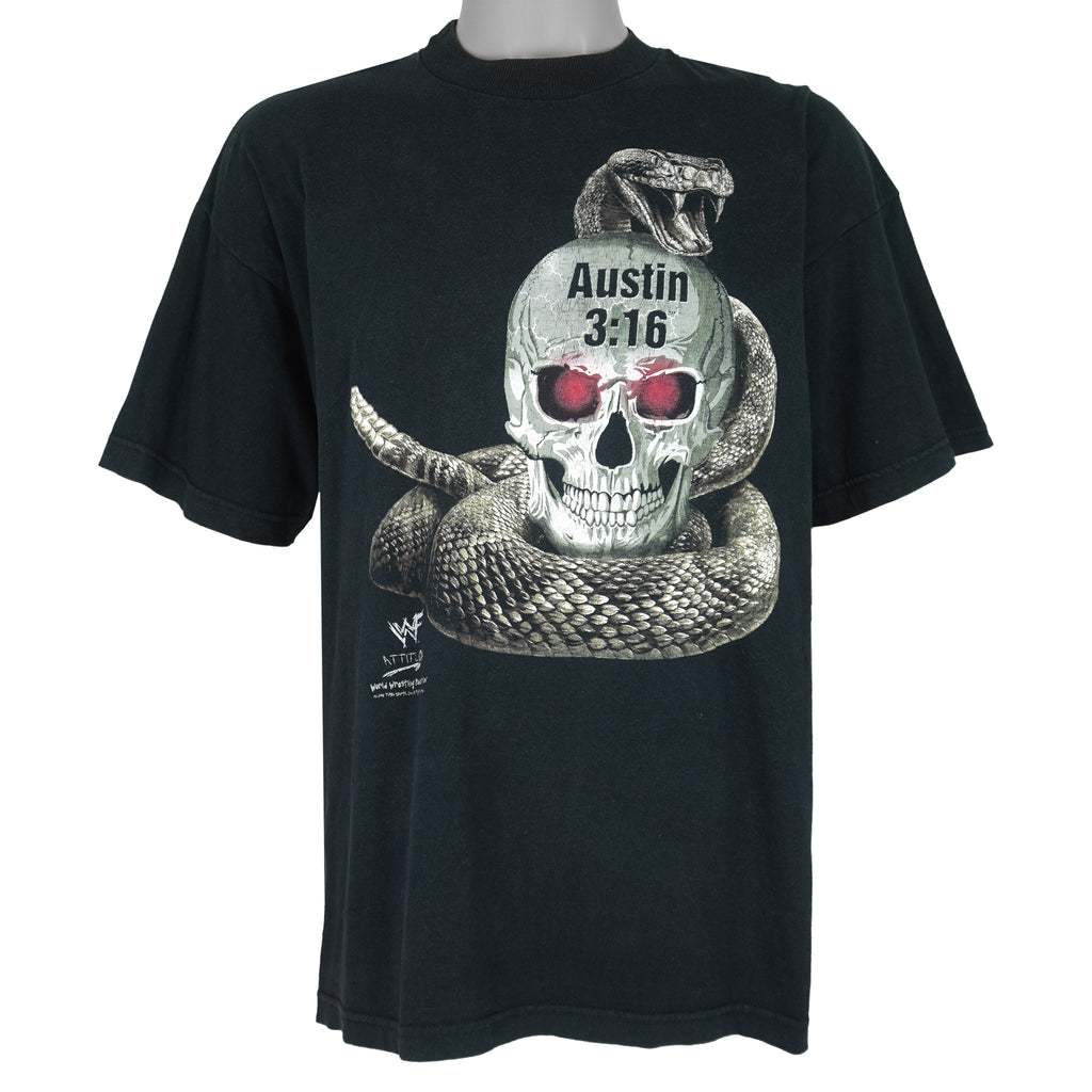 Vintage (Sun Flag) - Austin 3:16 Skull & Snake WWF T-Shirt 1998 Large Vintage Retro
