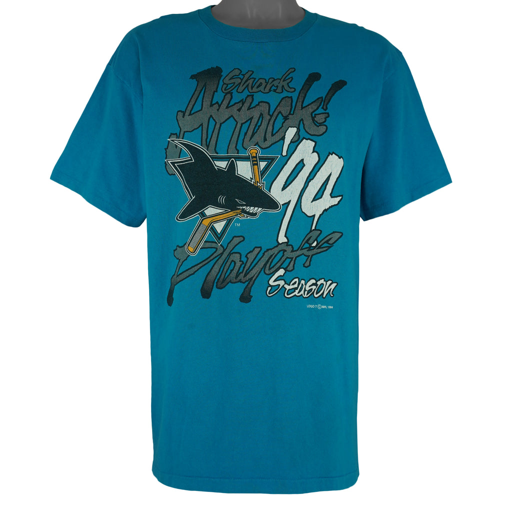 NHL (Competitor) - San Jose Sharks Playoff Season T-Shirt 1994 X-Large Vintage Retro Hockey