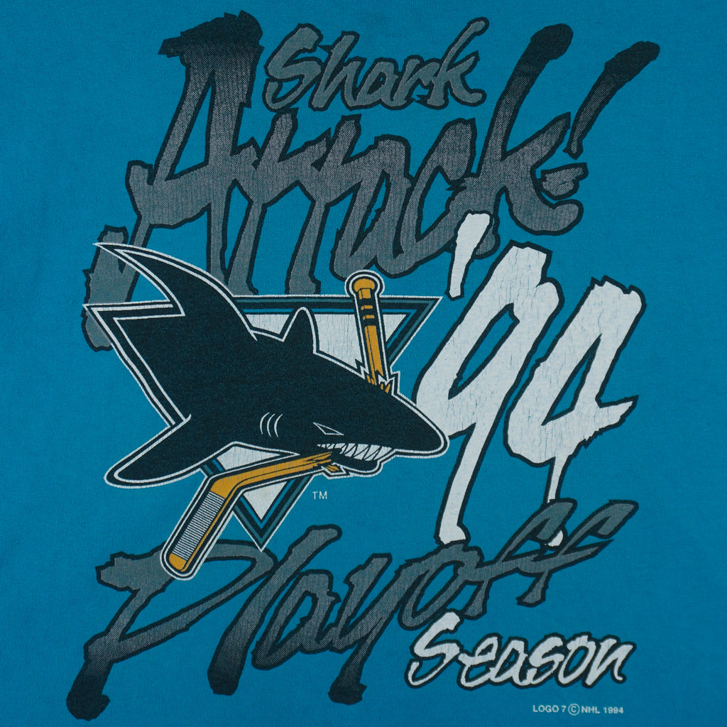 NHL (Competitor) - San Jose Sharks Playoff Season T-Shirt 1994 X-Large Vintage Retro Hockey