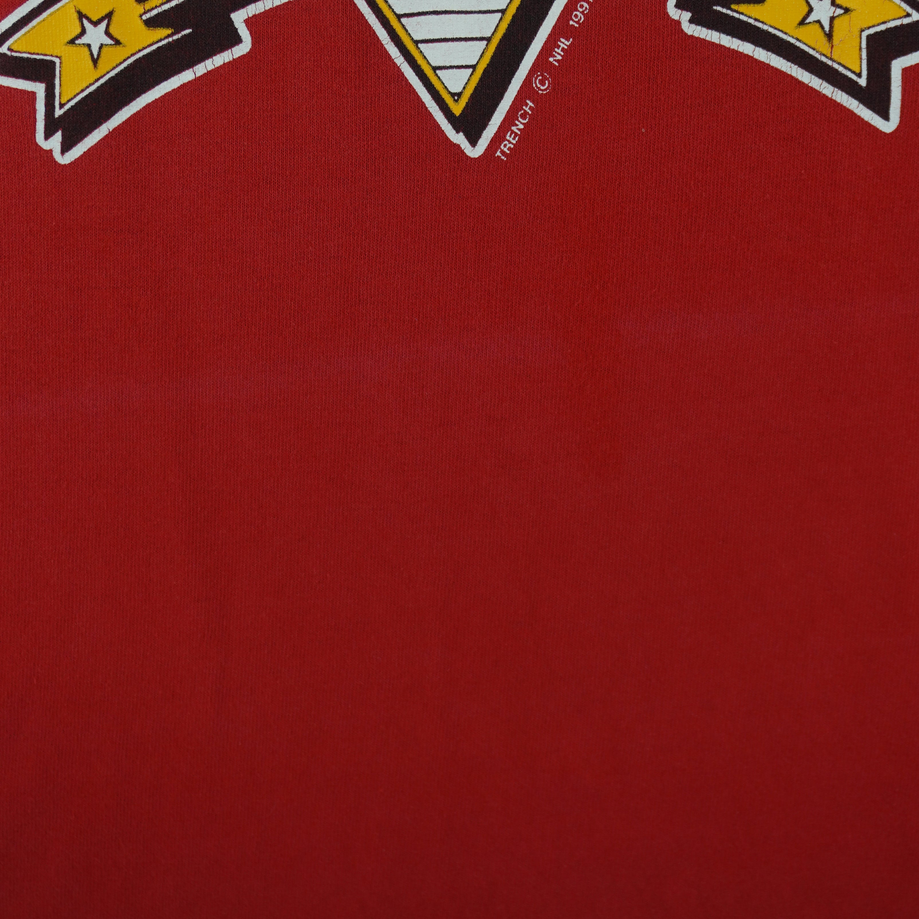 NHL (Trench) - Calgary Flames Single Stitch T-Shirt 1991 Medium Tall Vintage Retro Hockey