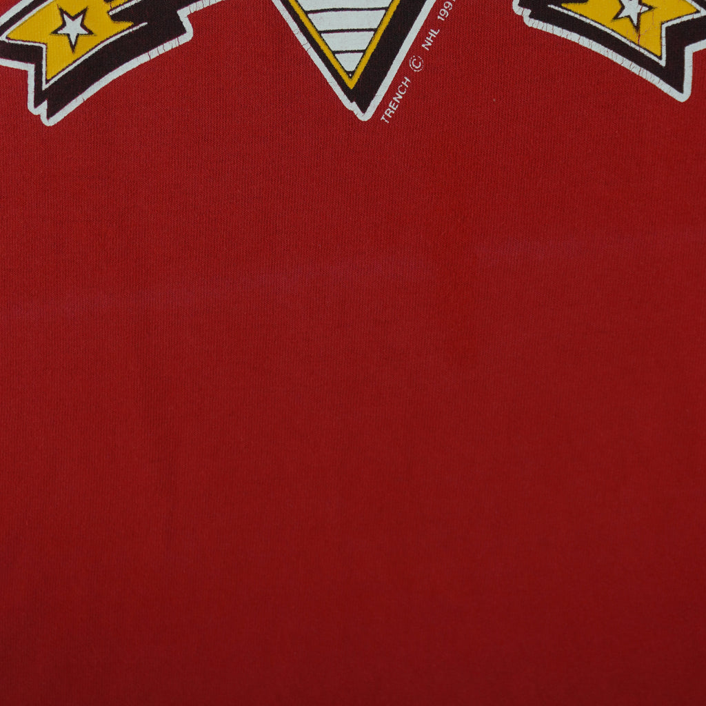 NHL (Trench) - Calgary Flames Single Stitch T-Shirt 1991 Medium Tall Vintage Retro Hockey