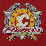 NHL (Trench) - Calgary Flames Single Stitch T-Shirt 1991 Medium Tall Vintage Retro Hockey