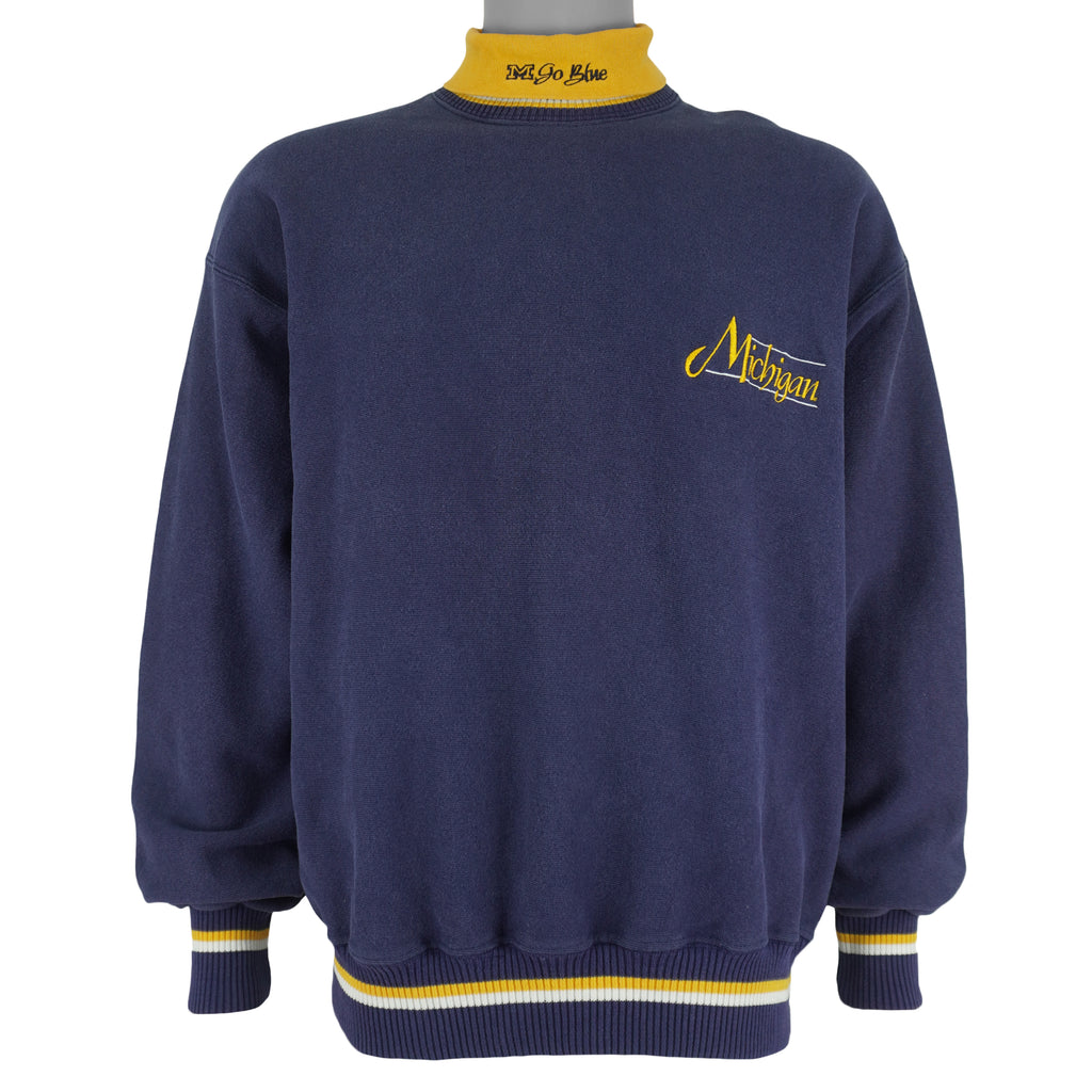 NCAA (The Game) - Michigan Wolverines Turtleneck Sweatshirt 1990s Large Vintage Retro