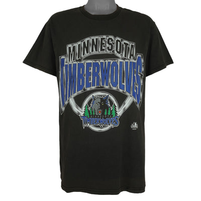 NBA (Logo Athletic) - Black Minnesota Timberwolves T-Shirt 1990s Large