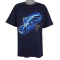 NHL (Lee Sport) - St. Louis Blues Lightning T-Shirt 1990s X-Large Vintage Retro Hockey