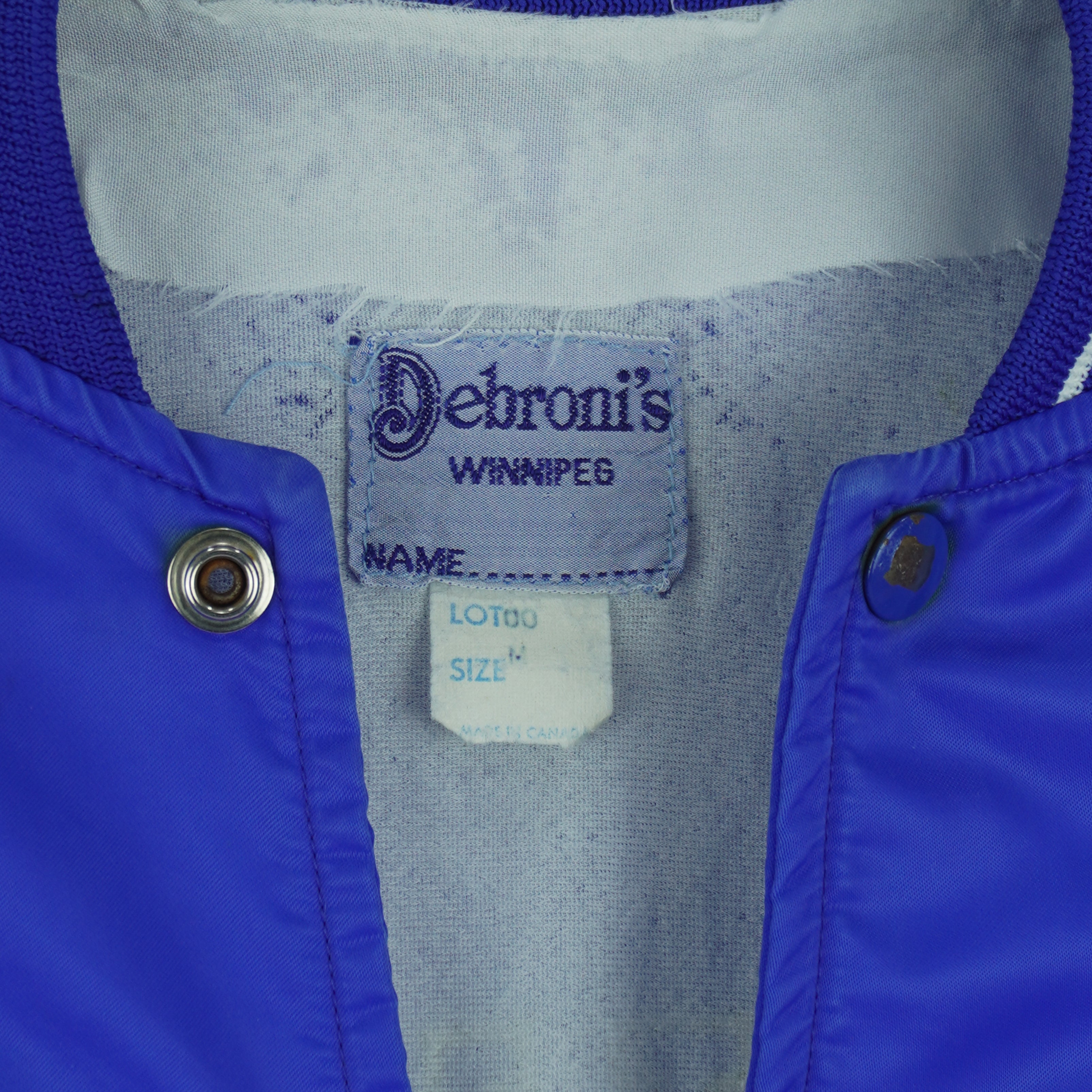 CFL (Debroni's Winnipeg) - Winnipeg Blue Bombers Jacket T-Shirt 1990s Medium Vintage Retro Football