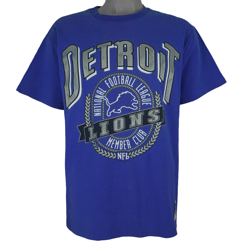 NFL (Nutmeg) - Detroit Lions Member Club Single Stitch T-Shirt 1990s Large Vintage Retro Football