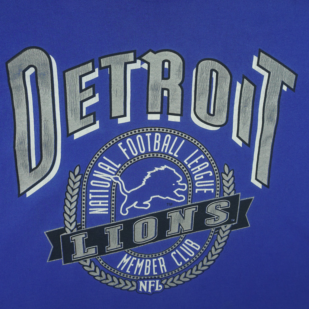 NFL (Nutmeg) - Detroit Lions Member Club Single Stitch T-Shirt 1990s Large Vintage Retro Football