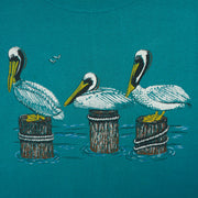Vintage (Guess) - Green Three Pelicans Crew Neck Sweatshirt 1990s Large Vintage Retro
