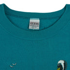 Vintage (Guess) - Green Three Pelicans Crew Neck Sweatshirt 1990s Large Vintage Retro