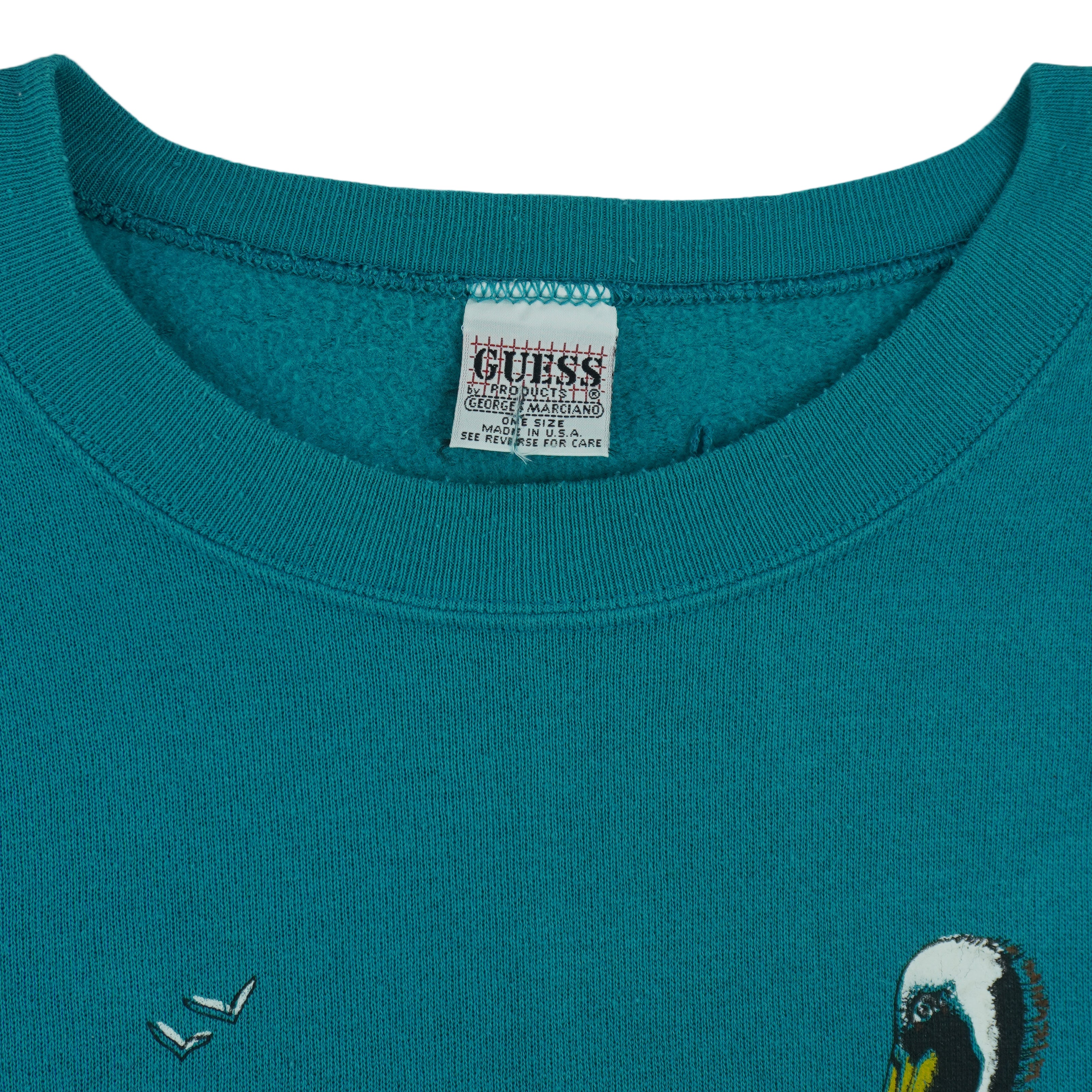 Vintage (Guess) - Green Three Pelicans Crew Neck Sweatshirt 1990s Large Vintage Retro