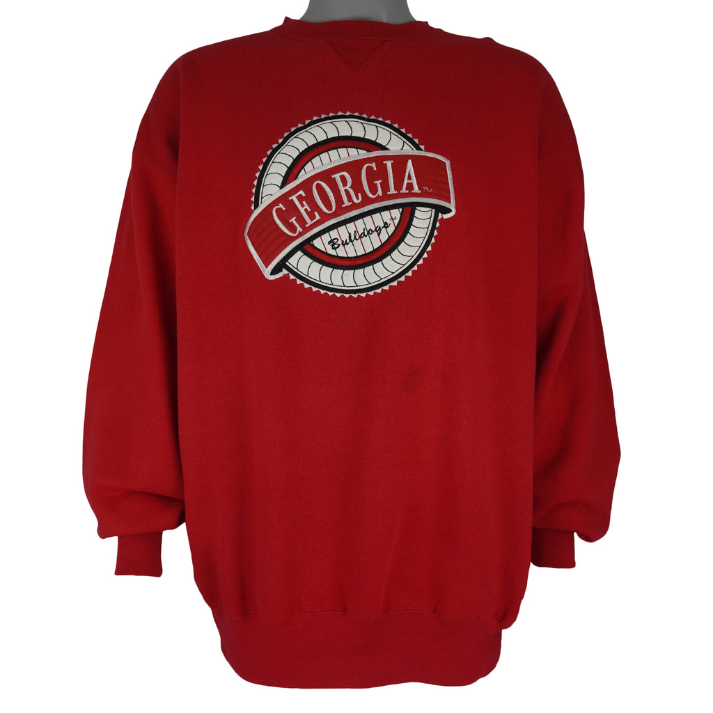 NCAA (Midwest) - Georgia Bulldogs Embroidered Crew Neck Sweatshirt 1990s X-Large Vintage Retro