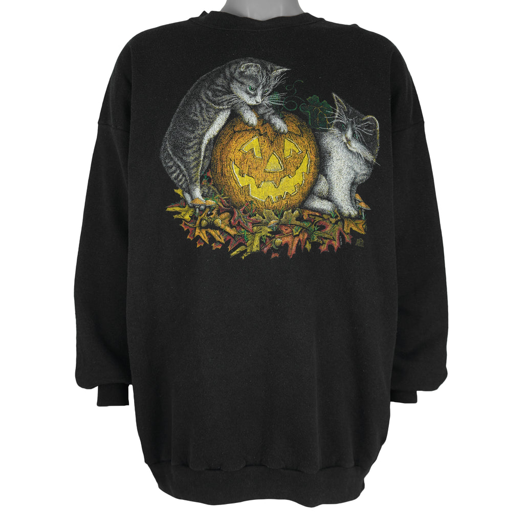 Vintage (Cotton Grove) - Halloween Cats Crew Neck Sweatshirt 1990s XX-Large Vintage Retro