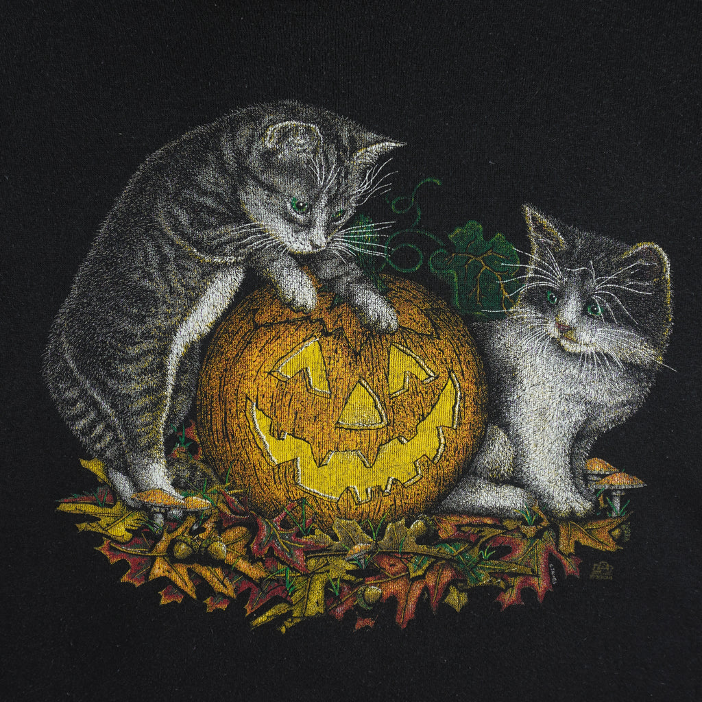 Vintage (Cotton Grove) - Halloween Cats Crew Neck Sweatshirt 1990s XX-Large Vintage Retro