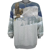 Vintage (Artisans) - Snow Hawk Scenery All Over Print Sweatshirt 1990s X-Large Vintage Retro