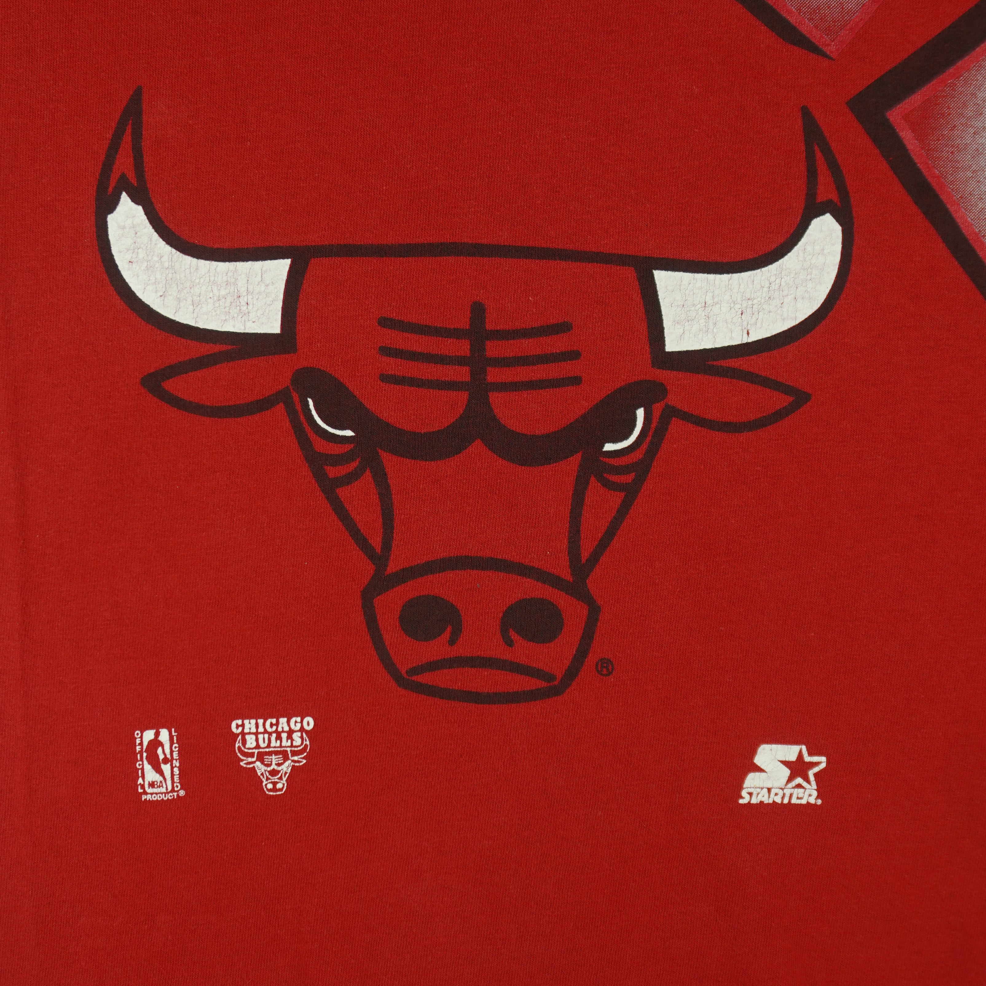 Starter - Red Chicago Bulls All Over Print T-Shirt 1990s X-Large Vintage Retro Basketball