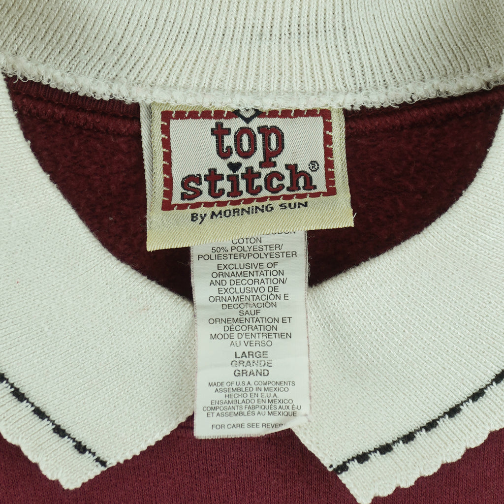Vintage (Top Stitch) - The Cat Embroidered Crew Neck Sweatshirt 1990s Large Vintage Retro