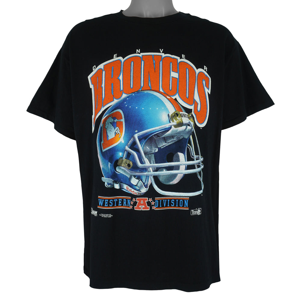 NFL (Salem) - Denver Broncos Helmet T-Shirt 1992 X-Large Vintage Retro Football