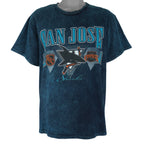 NHL (Nutmeg) - San Jose Sharks Spell-Out T-Shirt 1990s Large Vintage Retro Hockey