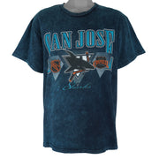 NHL (Nutmeg) - San Jose Sharks Spell-Out T-Shirt 1990s Large Vintage Retro Hockey