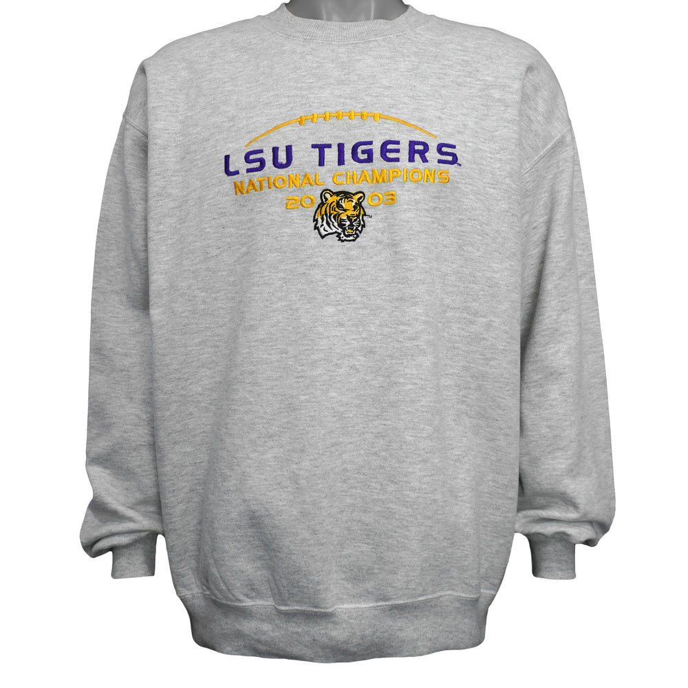 NCAA (Jerzees) - LSU Tigers Champions Crew Neck Sweatshirt 2003 Large Vintage Retro