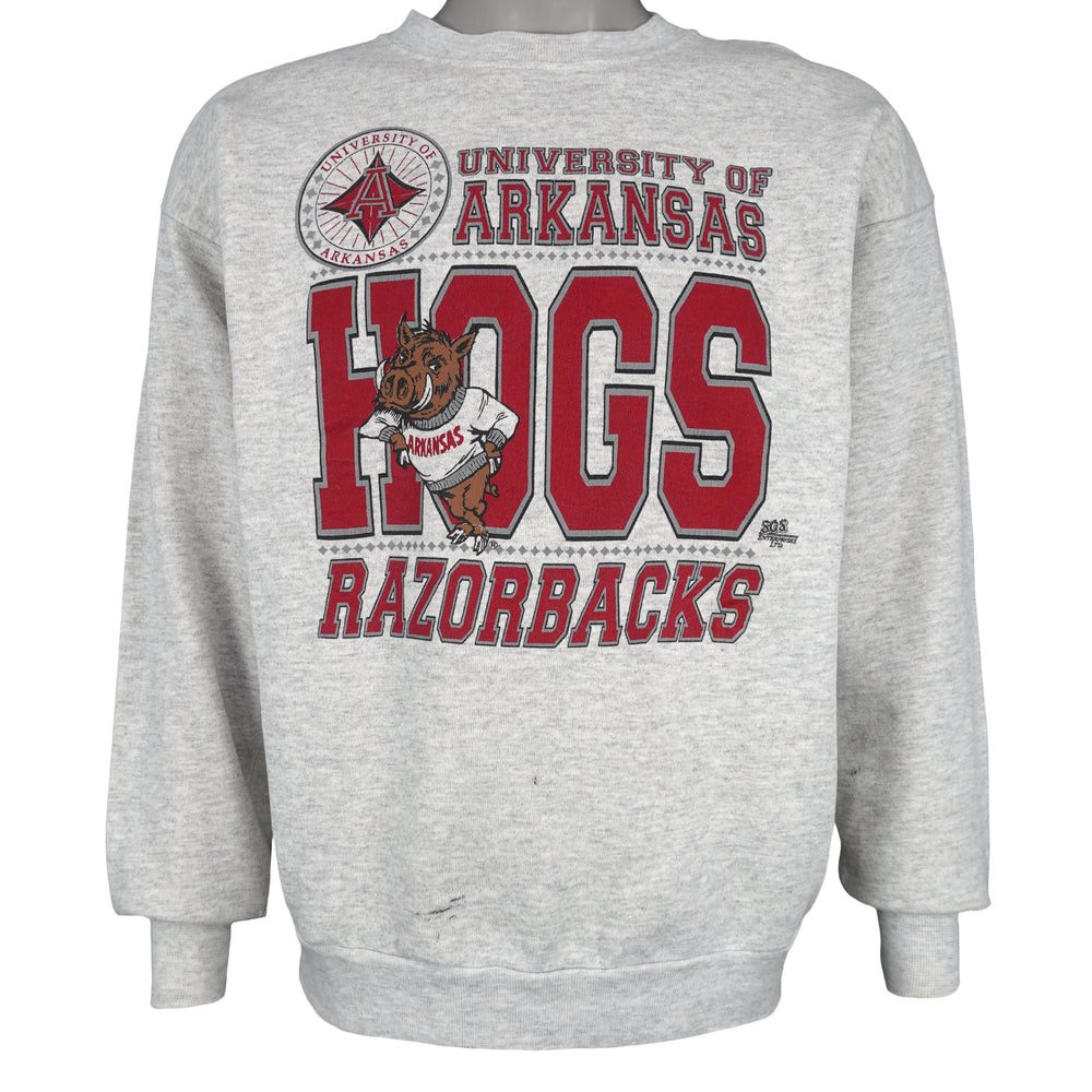 NCAA (Tultex) - Arkansas Razorbacks Hogs Spell-Out Sweatshirt 1990s X-Large Vintage Retro