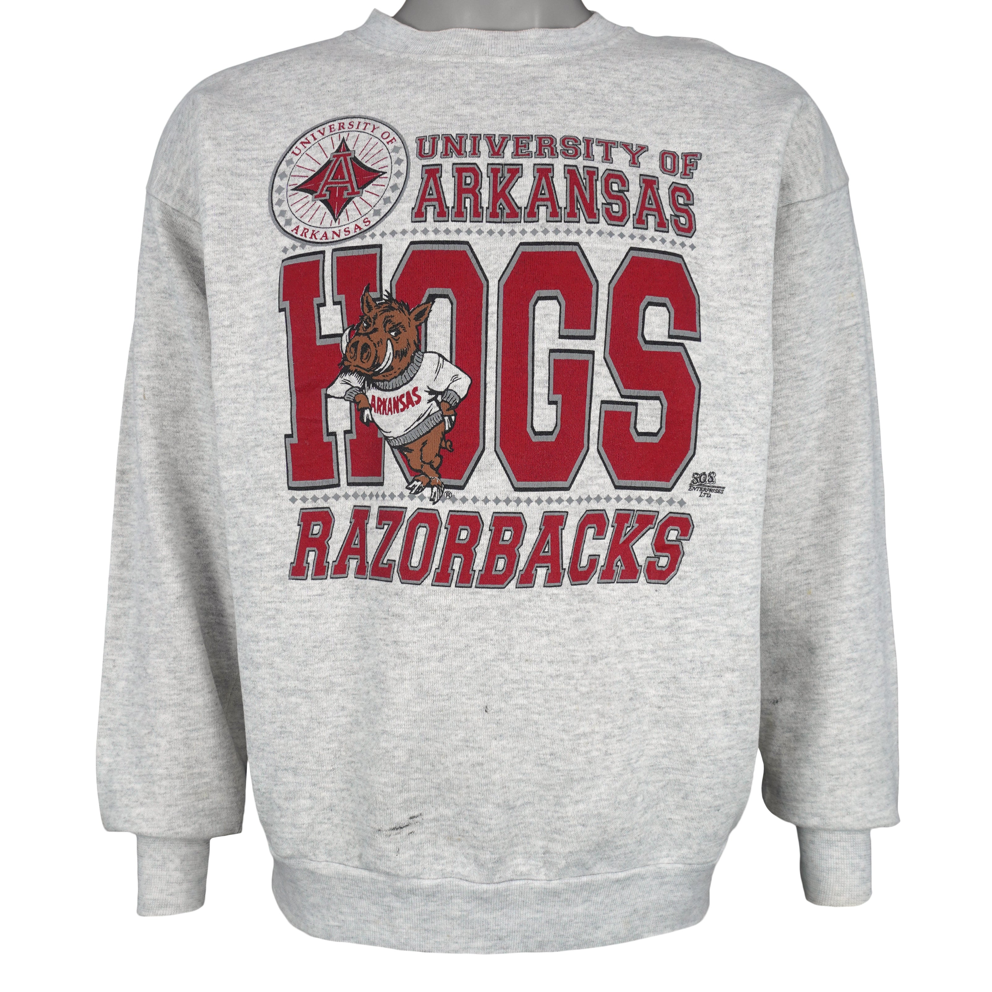 NCAA (Tultex) - Arkansas Razorbacks Hogs Spell-Out Sweatshirt 1990s X-Large Vintage Retro