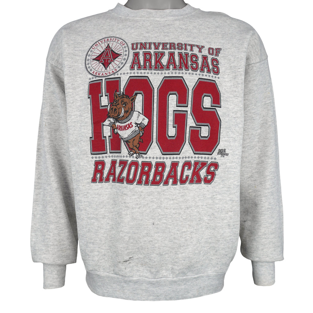 NCAA (Tultex) - Arkansas Razorbacks Hogs Spell-Out Sweatshirt 1990s X-Large Vintage Retro