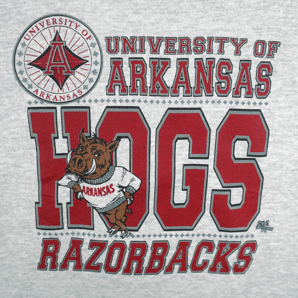 NCAA (Tultex) - Arkansas Razorbacks Hogs Spell-Out Sweatshirt 1990s X-Large Vintage Retro