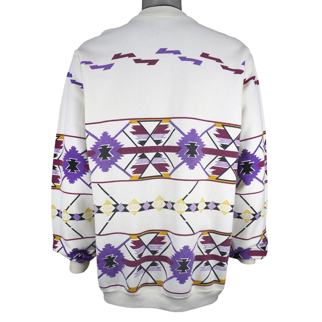 Vintage (AU) - Southwestern Geometric Button-Up Sweatshirt 1992 X-Large Vintage Retro