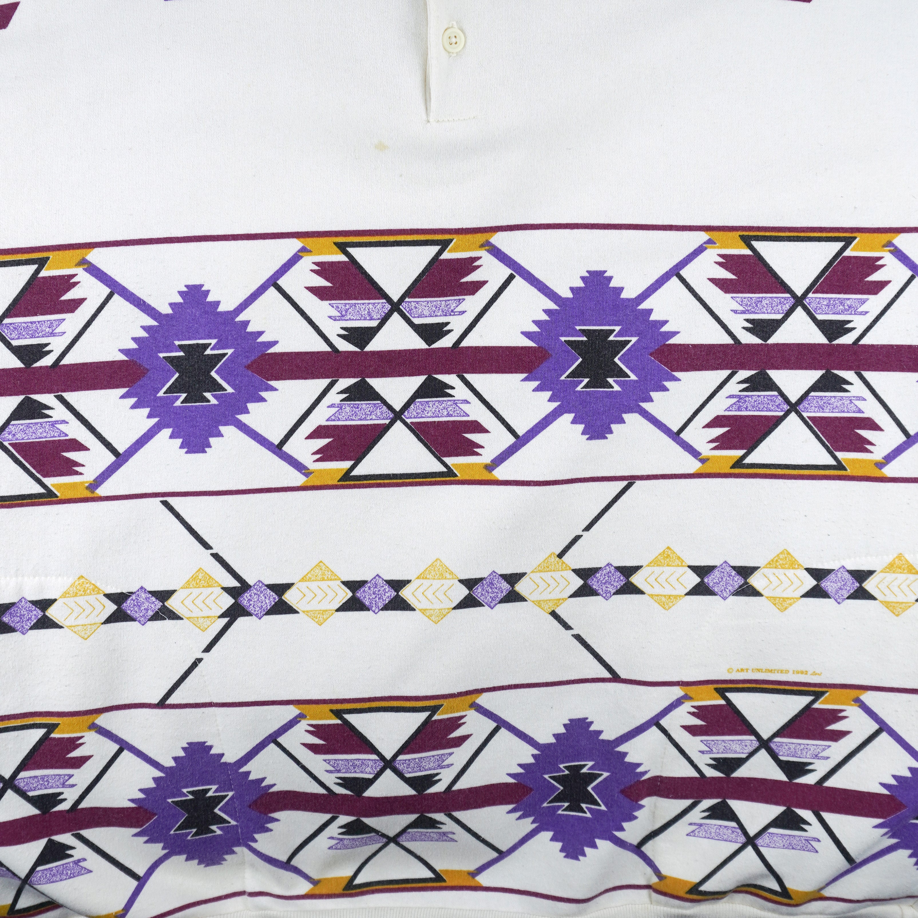 Vintage (AU) - Southwestern Geometric Button-Up Sweatshirt 1992 X-Large Vintage Retro