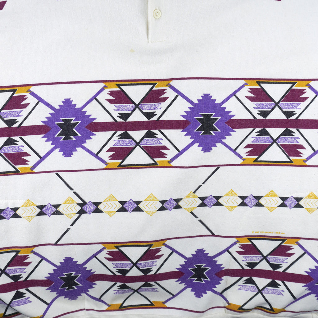 Vintage (AU) - Southwestern Geometric Button-Up Sweatshirt 1992 X-Large Vintage Retro