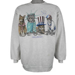Vintage (Prints Of Tails) - Patriotic Cats 4th of July Crewneck 1990s Large