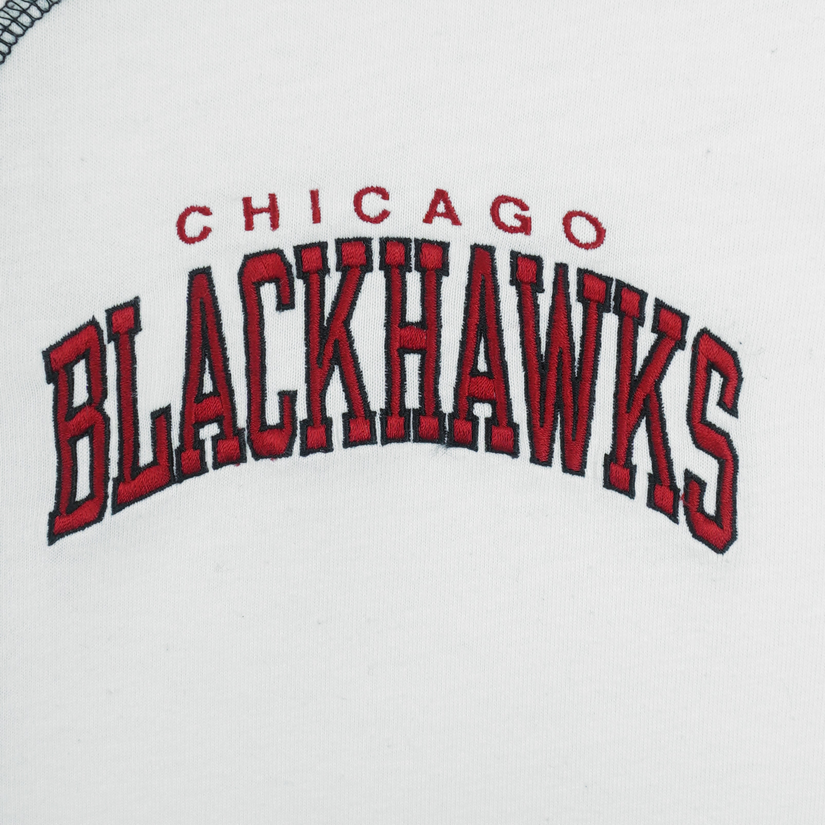 Starter - Chicago Blackhawks 1/4 Button-Up T-Shirt 1990s Medium Vintage Retro Hockey
