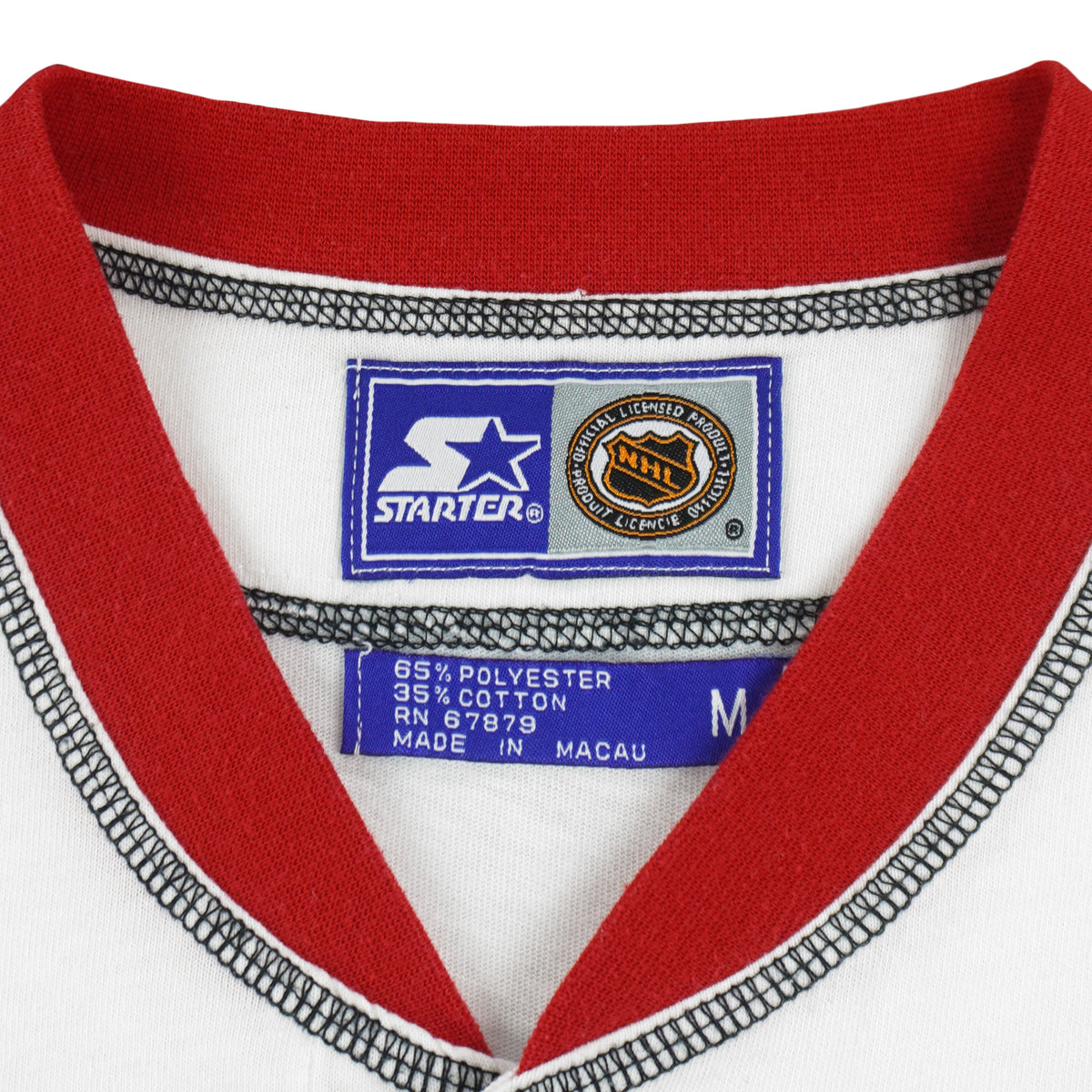 Starter - Chicago Blackhawks 1/4 Button-Up T-Shirt 1990s Medium Vintage Retro Hockey
