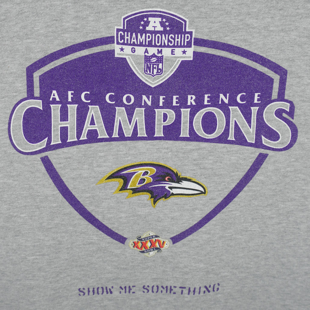 Nike - NFL Baltimore Ravens, Super Bowl XXXV Champions Crew Neck Sweatshirt 1990s Medium Vintage Retro Football
