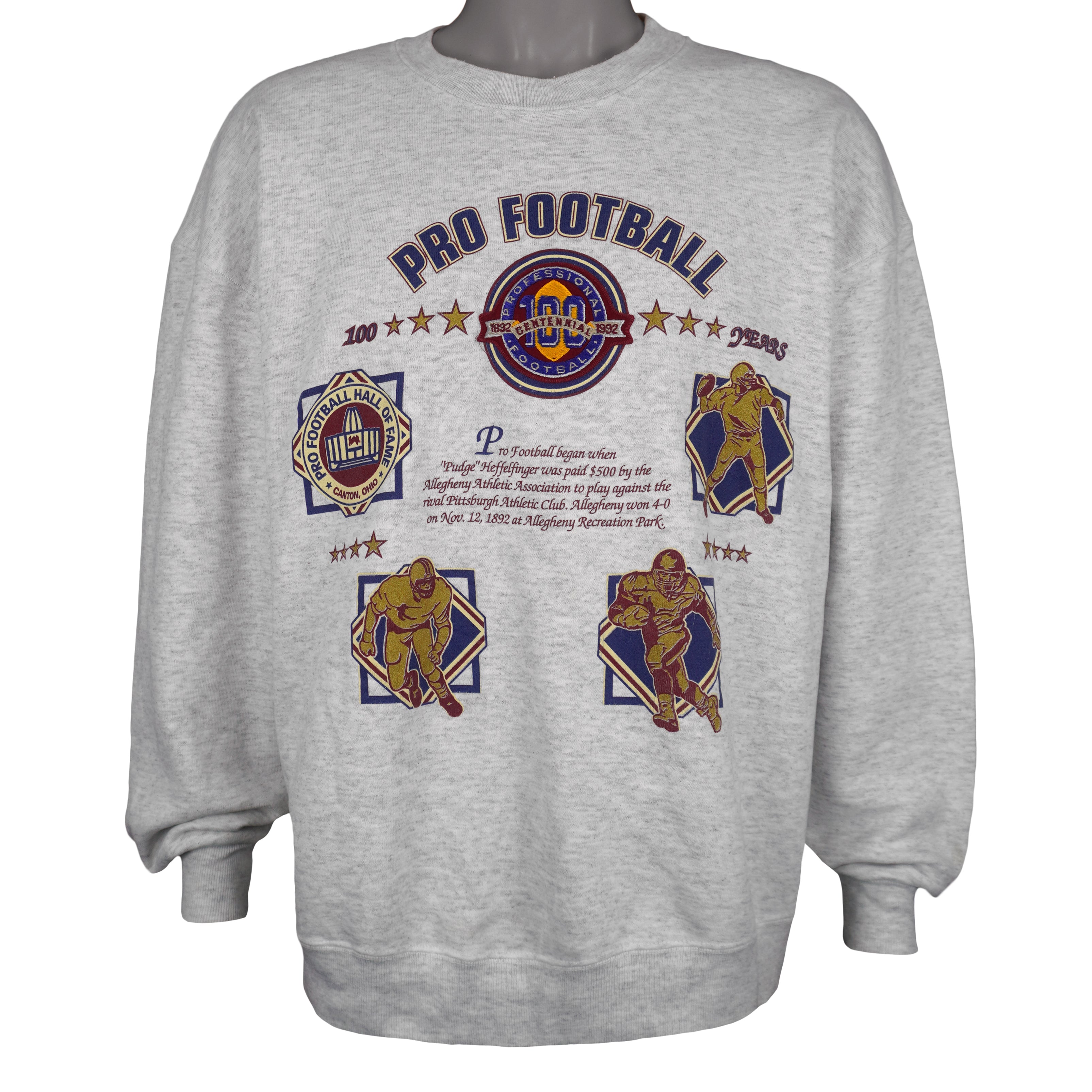 Vintage (Home Team) - 100 Years Pro Football Hall of Fame Sweatshirt 1992 X-Large Vintage Retro
