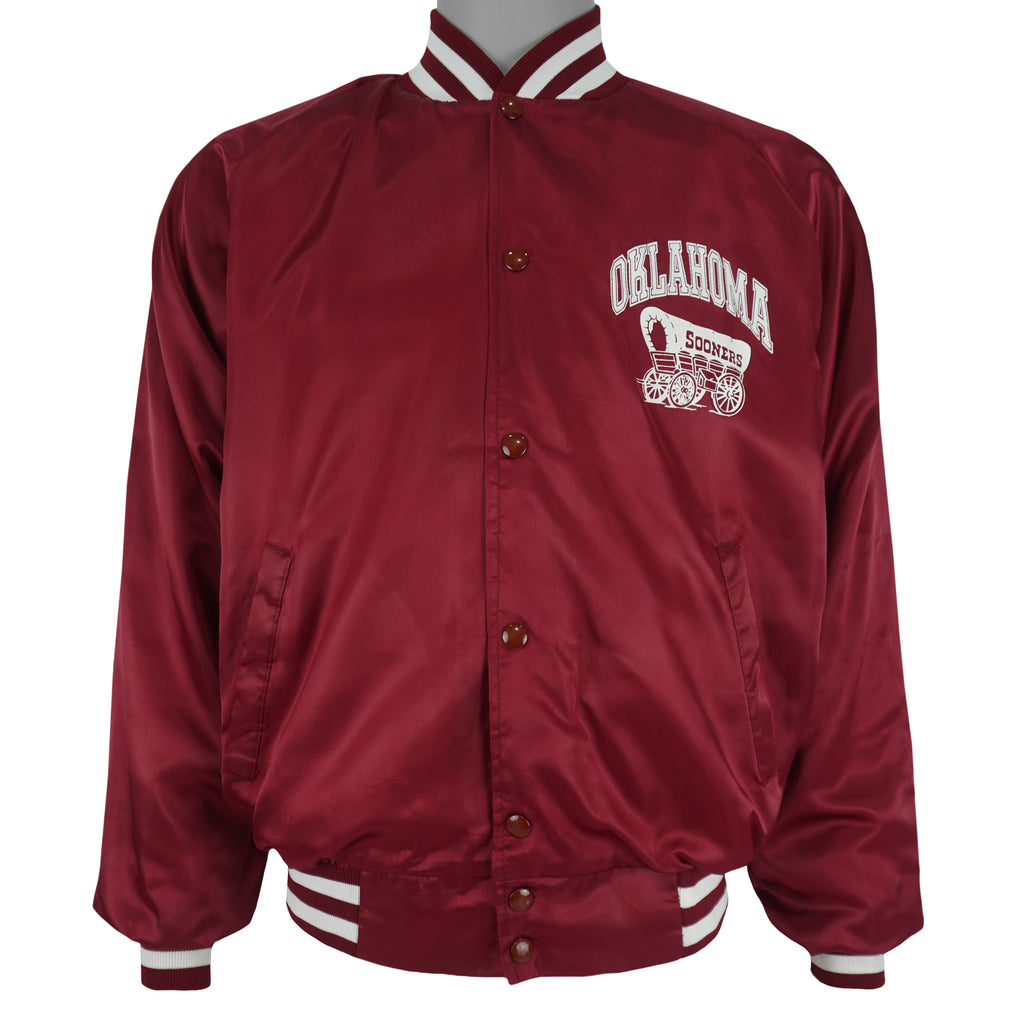 NCAA (Pride-Maker) - Red Oklahoma Sooners Satin Jacket 1990s Large Vintage Retro