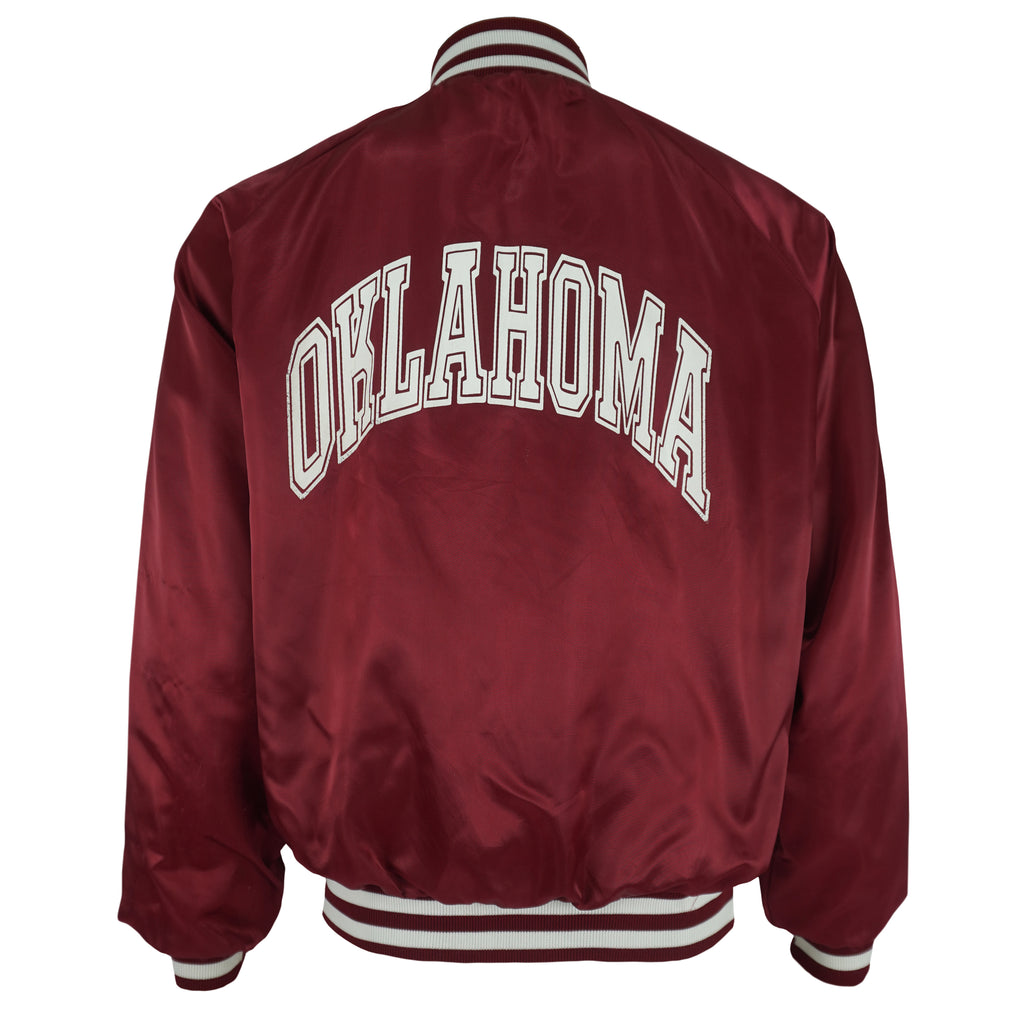 NCAA (Pride-Maker) - Red Oklahoma Sooners Satin Jacket 1990s Large Vintage Retro
