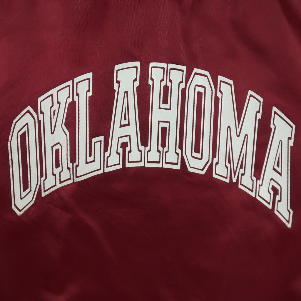 NCAA (Pride-Maker) - Red Oklahoma Sooners Satin Jacket 1990s Large Vintage Retro