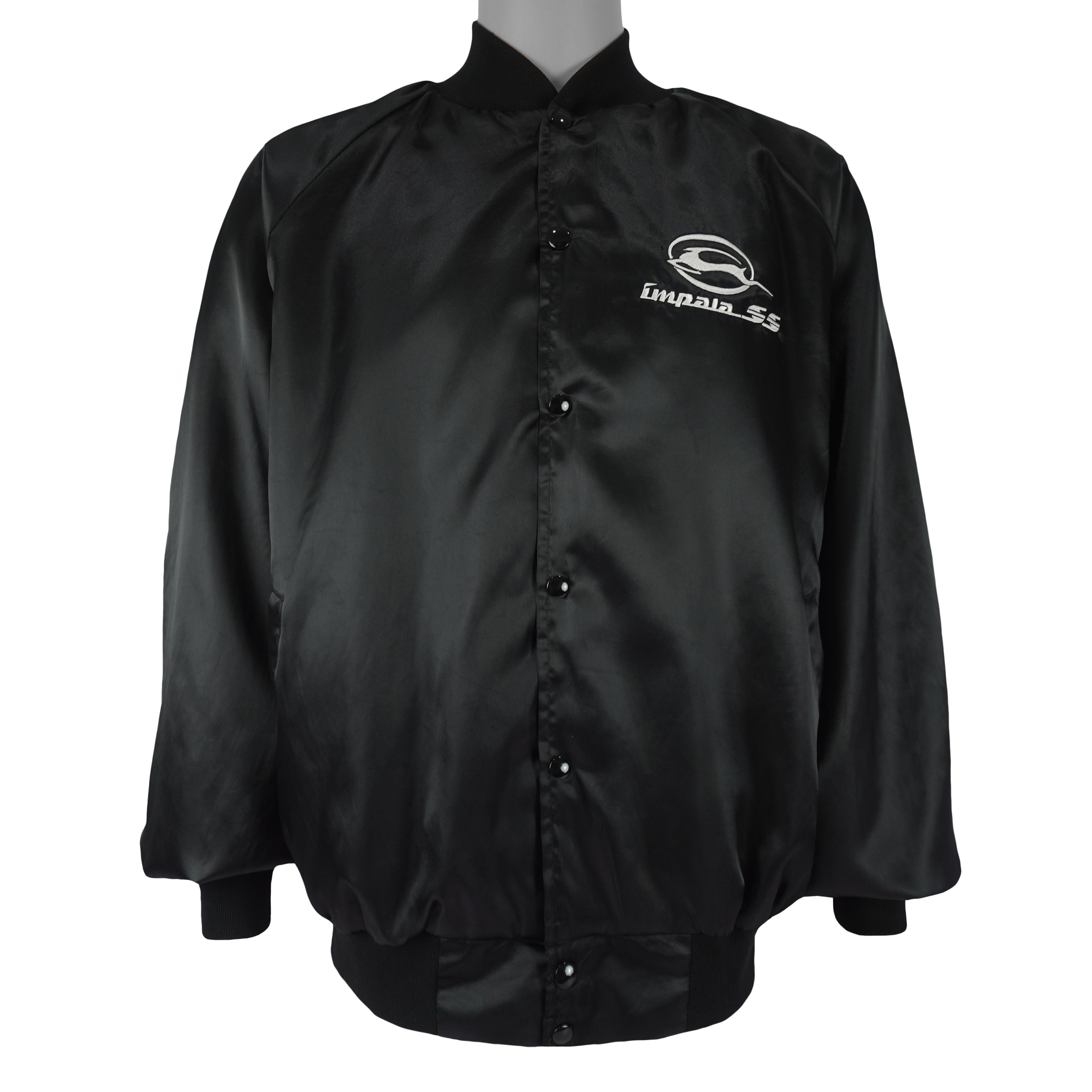 Vintage (West Ark) - Black Impala Car Satin Jacket 1990s 2X-Large Vintage Retro