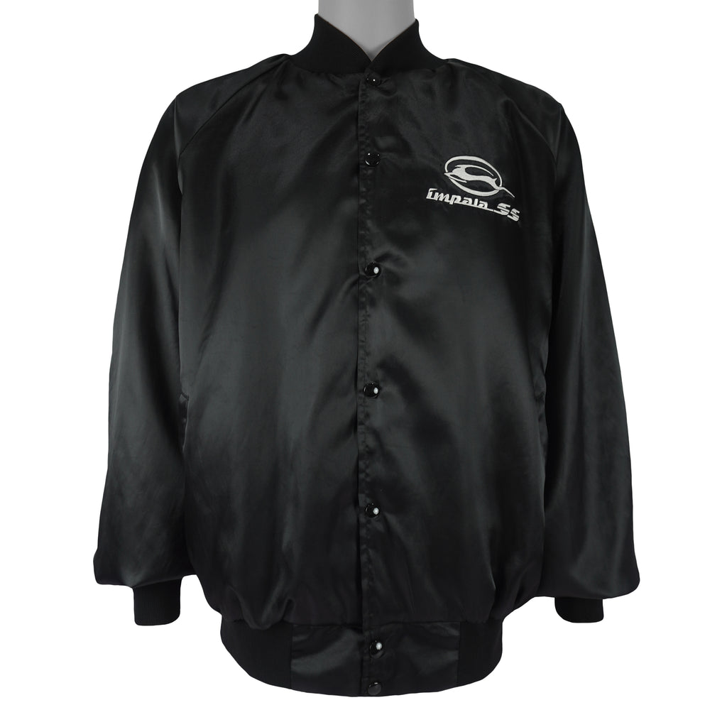 Vintage (West Ark) - Black Impala Car Satin Jacket 1990s 2X-Large Vintage Retro