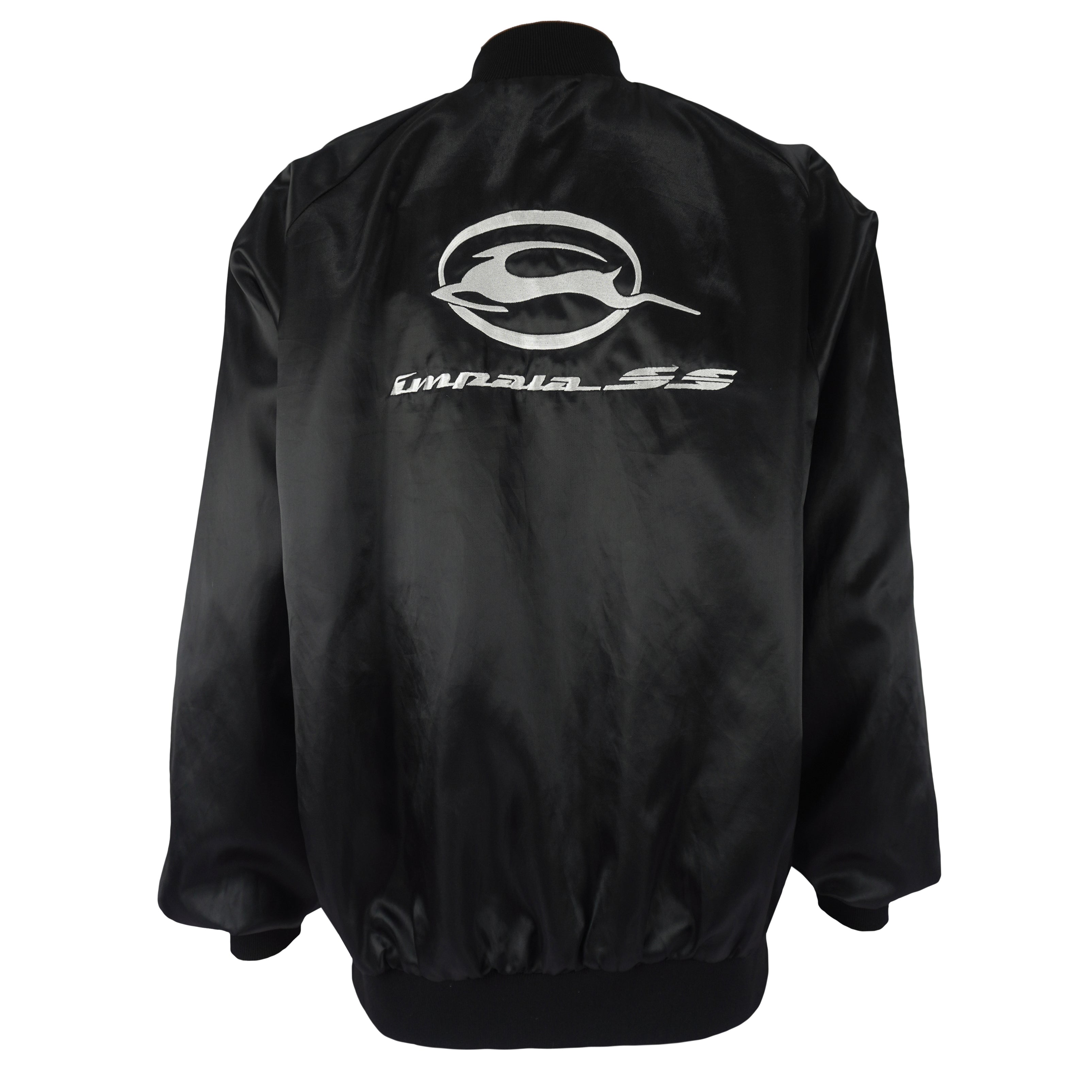 Vintage (West Ark) - Black Impala Car Satin Jacket 1990s 2X-Large Vintage Retro