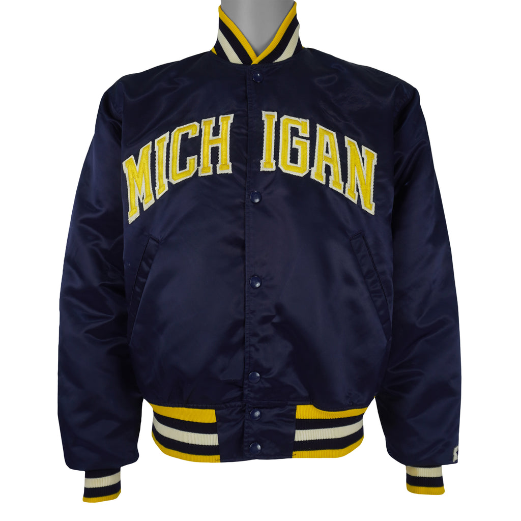 Starter - Michigan Wolverines Satin Jacket 1990s Medium Vintage Retro