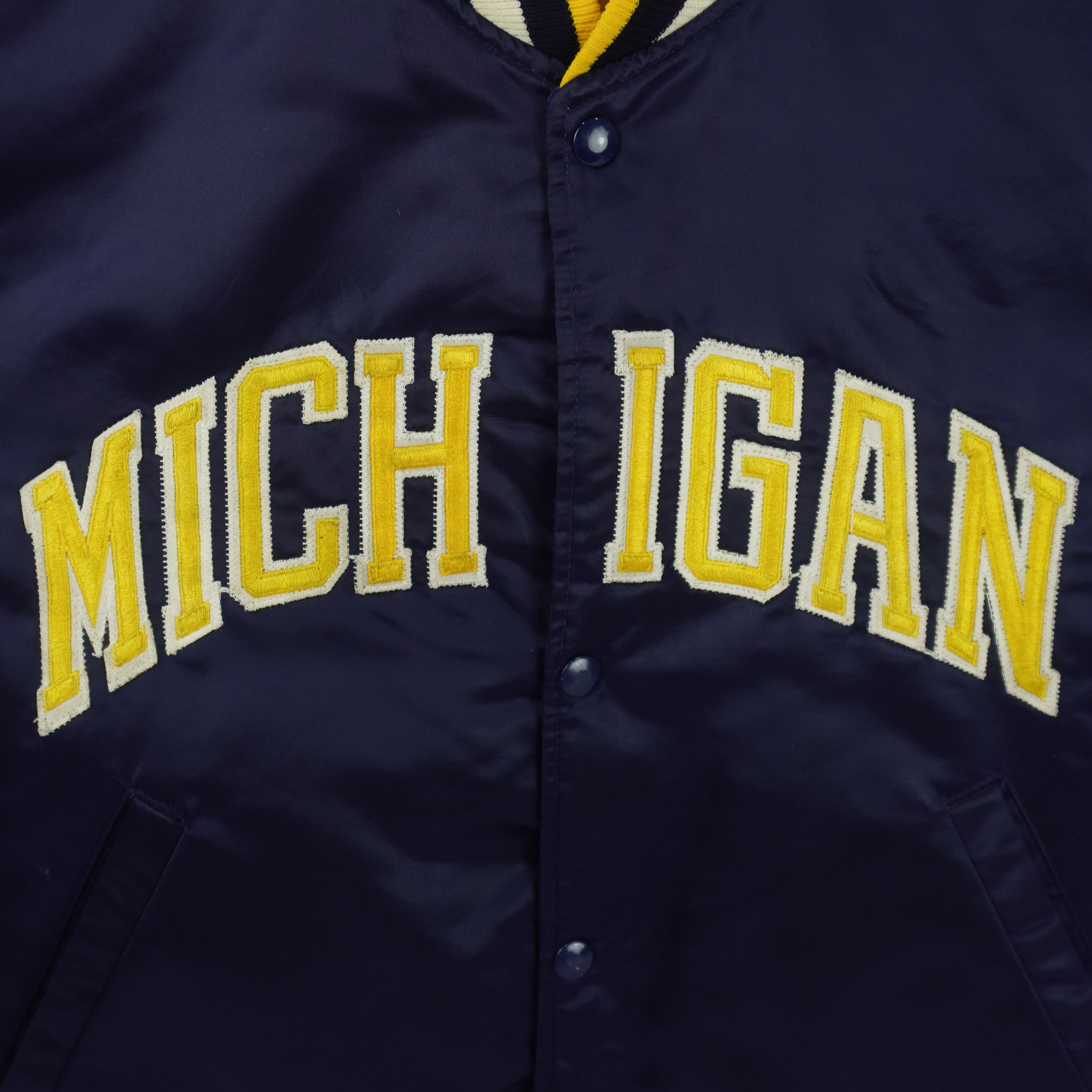 Starter - Michigan Wolverines Satin Jacket 1990s Medium Vintage Retro