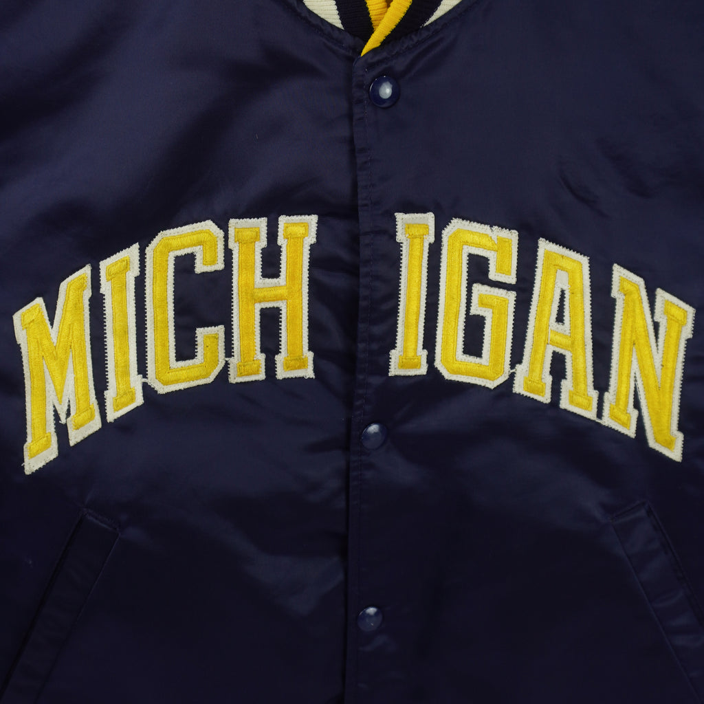 Starter - Michigan Wolverines Satin Jacket 1990s Medium Vintage Retro