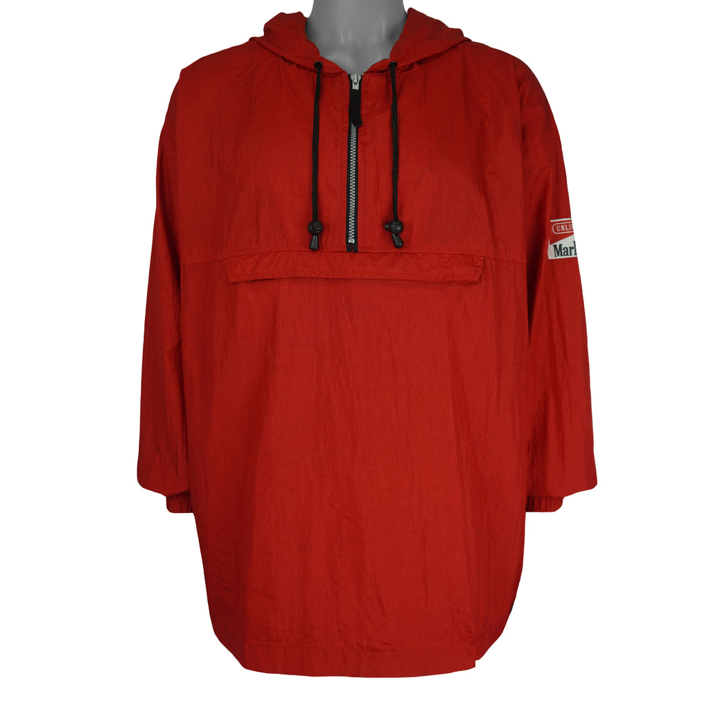 Vintage (Marlboro) - Red 1/4 Zip Pullover Packable Windbreaker 1990s X-Large Vintage Retro