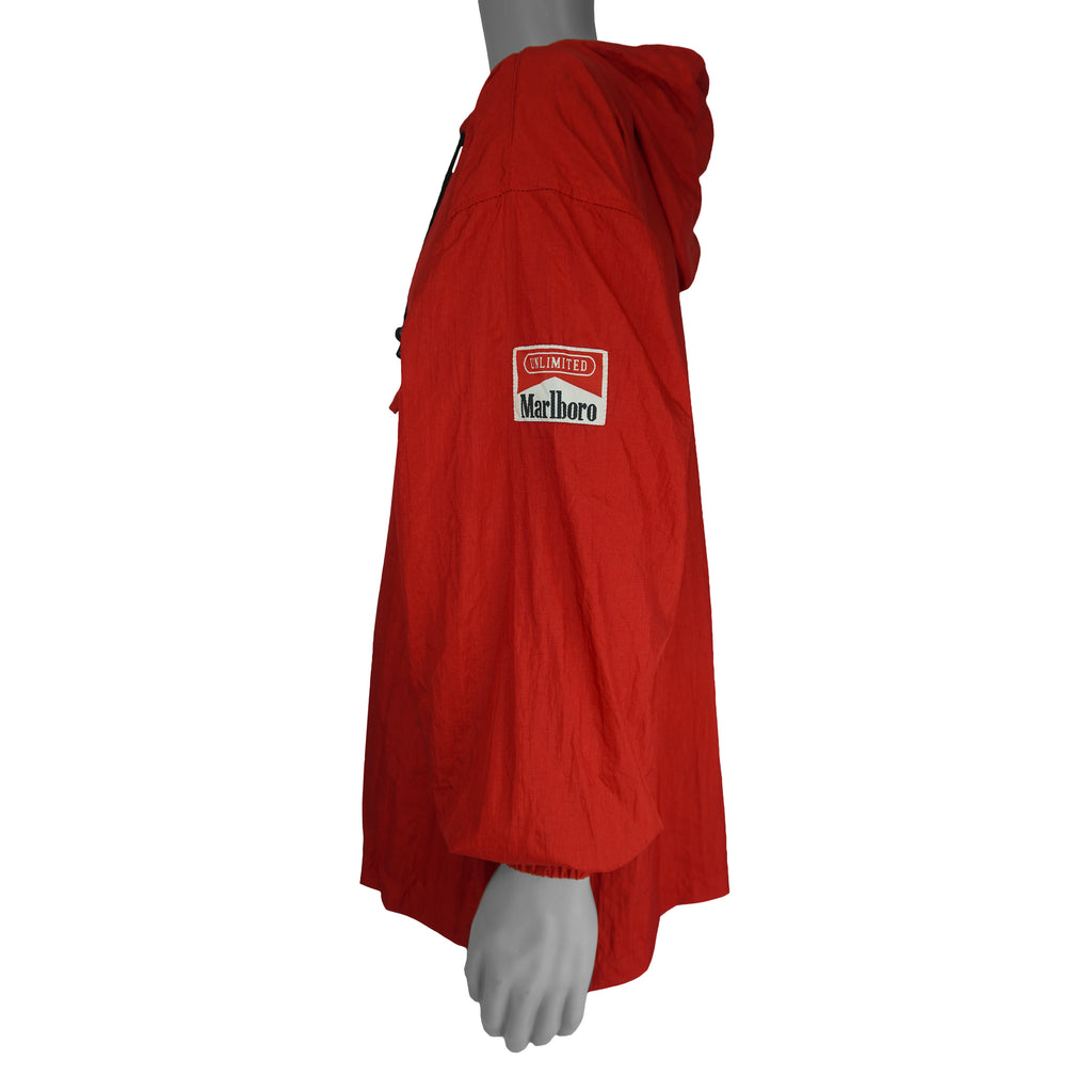 Vintage (Marlboro) - Red 1/4 Zip Pullover Packable Windbreaker 1990s X-Large Vintage Retro