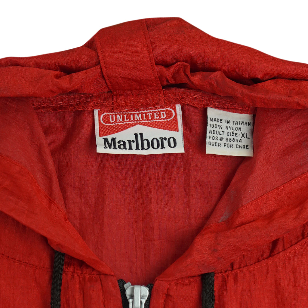 Vintage (Marlboro) - Red 1/4 Zip Pullover Packable Windbreaker 1990s X-Large Vintage Retro