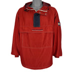 Tommy Hilfiger - Red Athletics 1/4 Zip-Up Hooded Windbreaker 1990s Large Vintage Retro